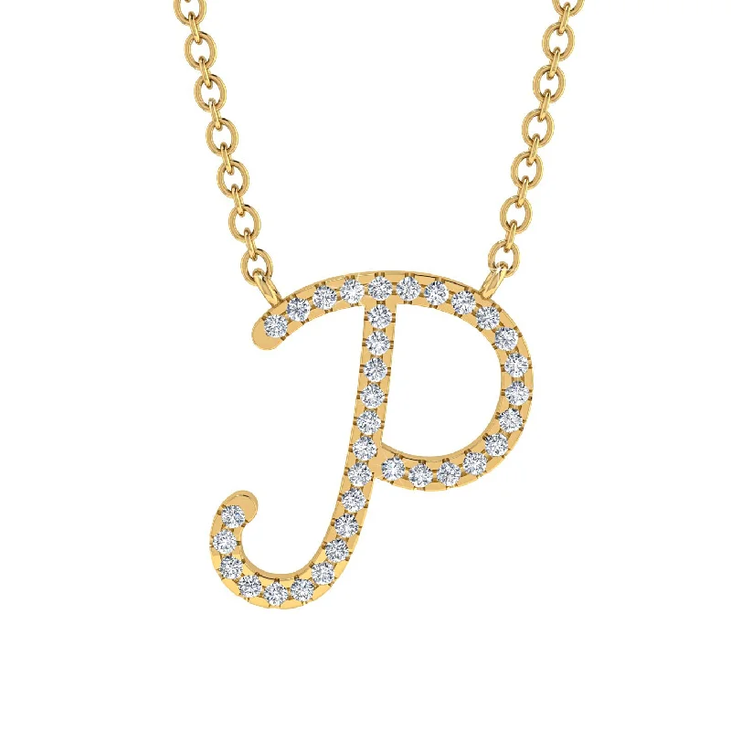 Fashionable Choker Necklaces For Summer-Diamond Gold Letter Necklace - P