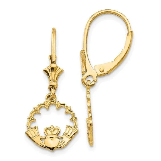 Gold Earrings For Women Of All Ages-14ky Gold Claddah Dangle Lever Earrings