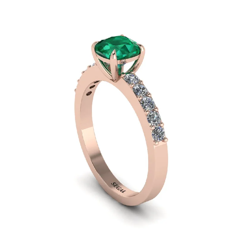 Custom Gemstone Engagement Rings For Brides-Cushion-Cut Emerald Classic Elegance Engagement Ring - Demi No. 5