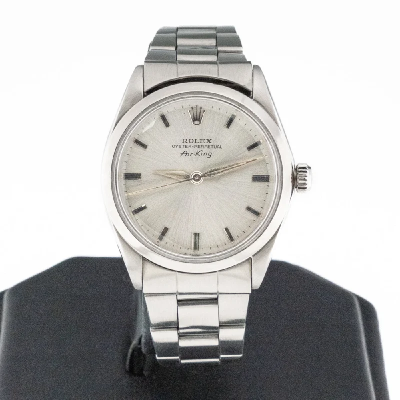 Watches With Metal Hues-1965 Rolex Air-King 5500 Oyster Perpetual in Stainless Steel