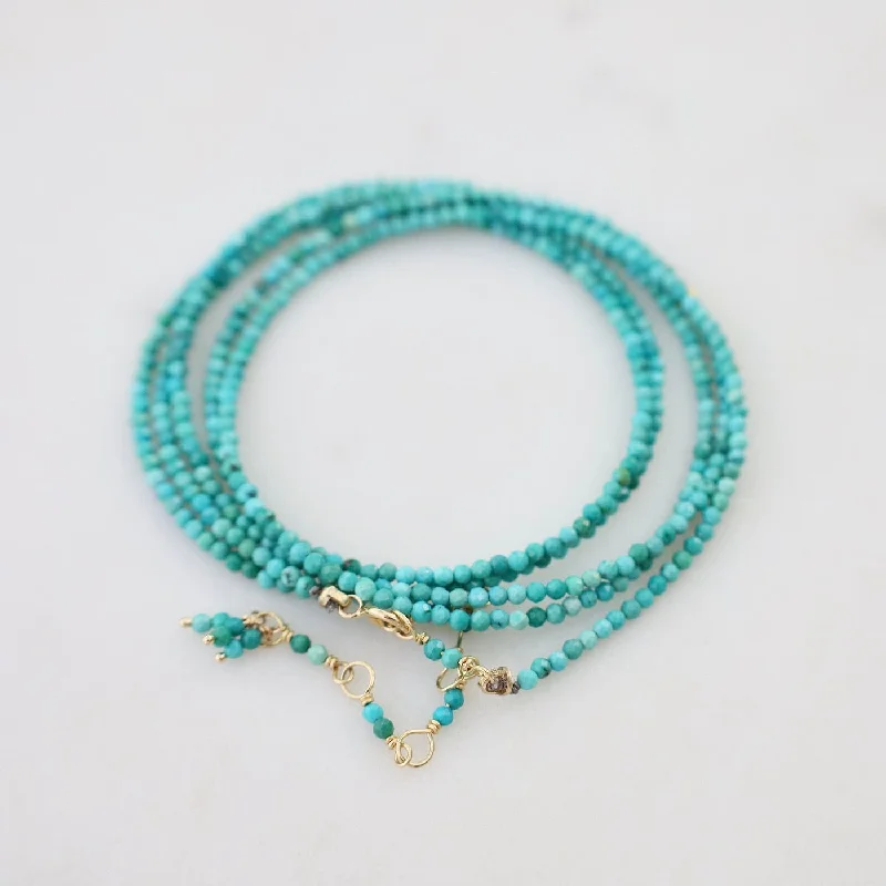 Custom Message Necklaces For Personalized Jewelry-14k Turquoise Wrap Bracelet & Necklace with 18K Hex Bead