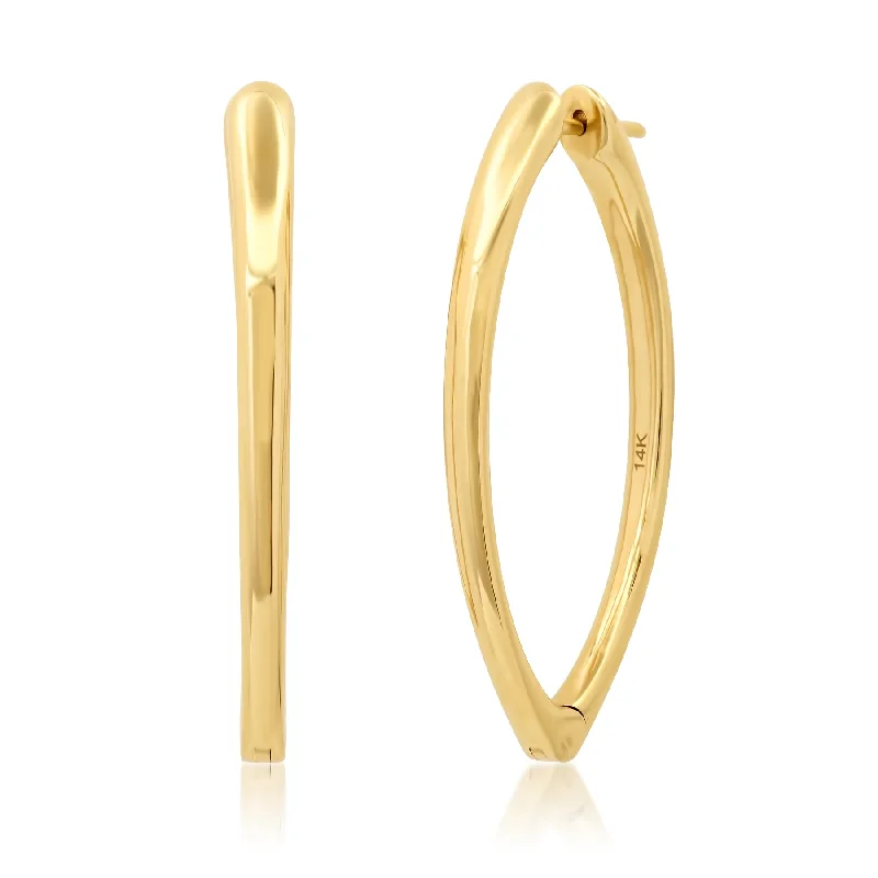 Handcrafted Earrings For One-Of-A-Kind Style-ELEGANT V BOTTOM HOOPS, 14kt Gold