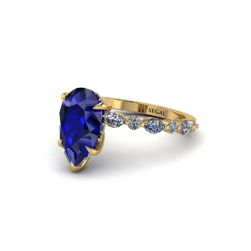 Women’s Fashion Rings For Every Occasion-Pear-Cut Sapphire Halo Engagement Ring - Nylah No. 13