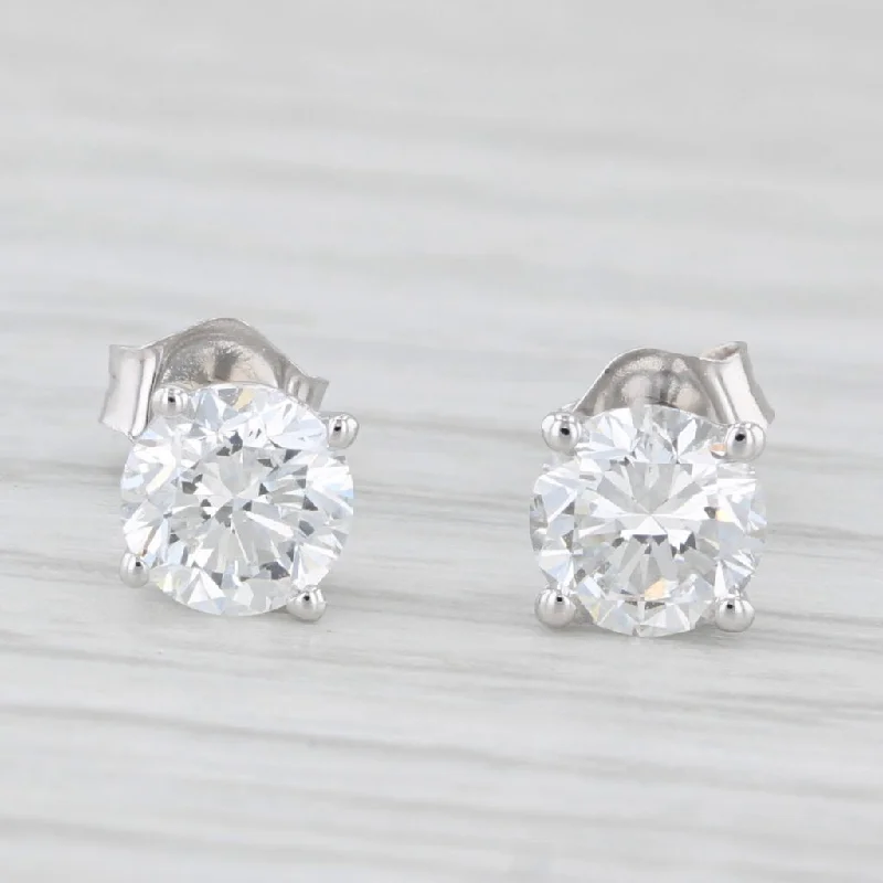 Luxury Drop Earrings For Wedding Day-1ctw Lab Created Diamond Stud Earrings 14k White Gold Round Solitaires