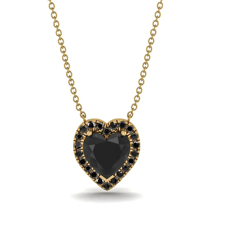 Personalized Birthstone Necklaces For Thoughtful Gifts-4.7Ct Black Diamond Halo Heart Necklace - Jaylene No. 37