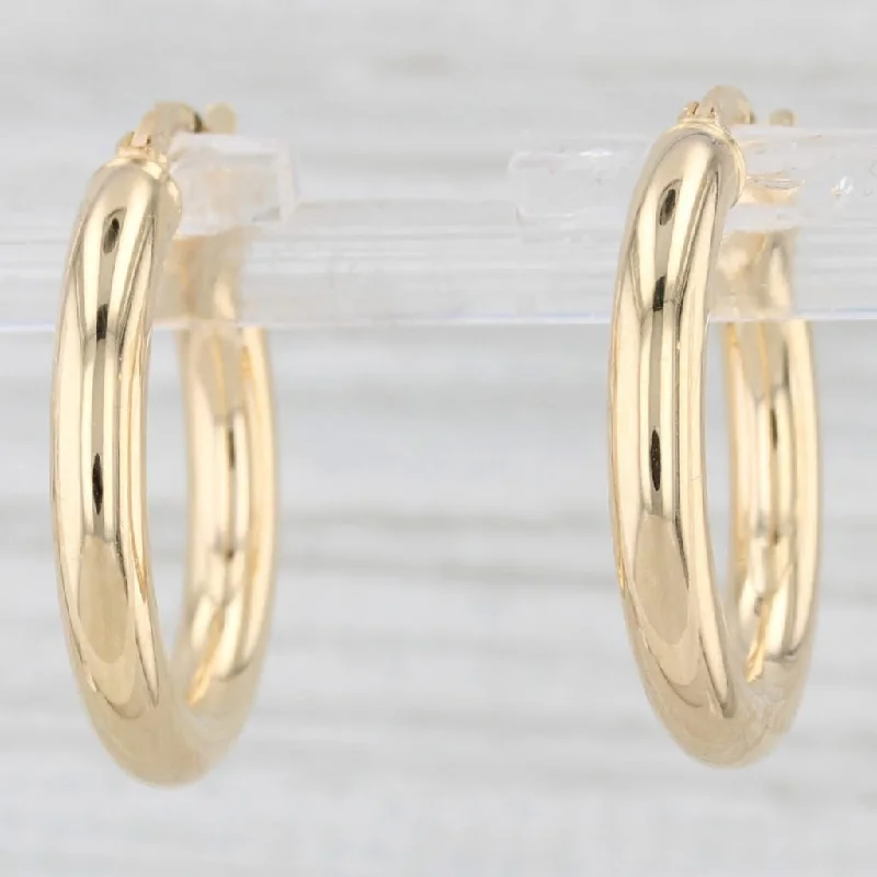 Sterling Silver Hoop Earrings-New Round Hoop Earrings 14k Yellow Gold Snap Top Hoops 3 x 20 mm