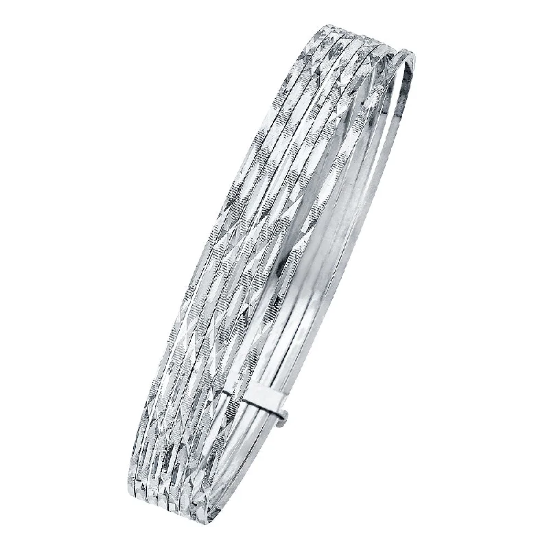 Bangles With Heart Patterns-14K WHITE GOLD 7DAYS BANGLE