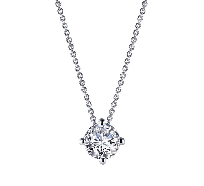 Simple Chain Necklaces For Everyday Wear-Sterling Silver 1.50 ct Simulated Diamond Solitaire Necklace by Lafonn