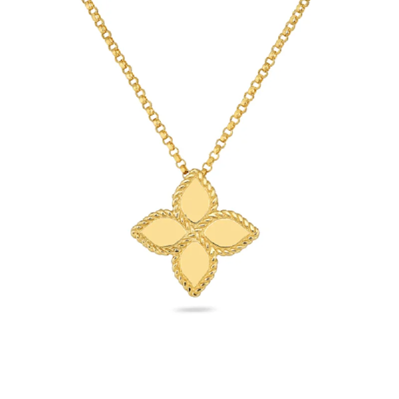 Unique Gold Necklace For Wedding Jewelry-Roberto Coin 10MM 18k Gold Princess Flower Necklace