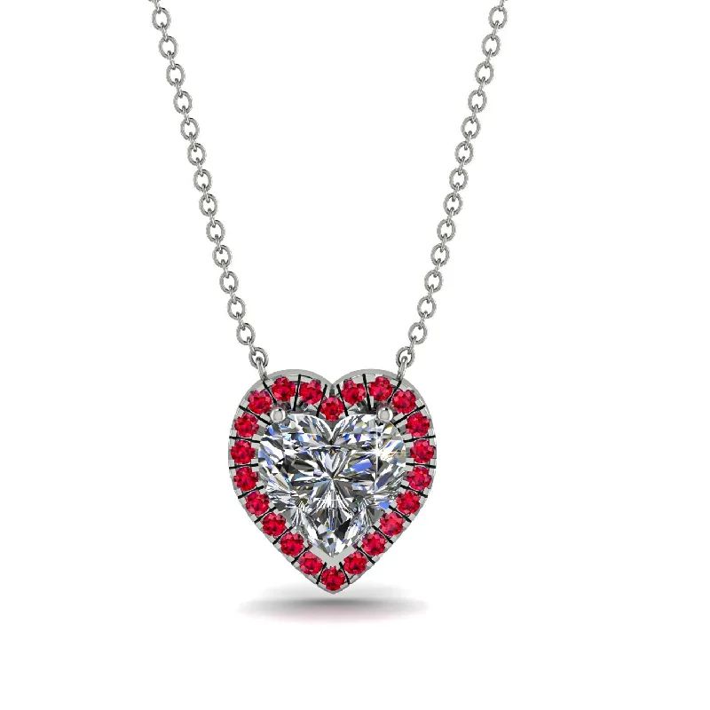 Classic Bead Necklaces For Everyday Fashion-4.7Ct Diamond Halo Heart Necklace - Jaylene No. 48