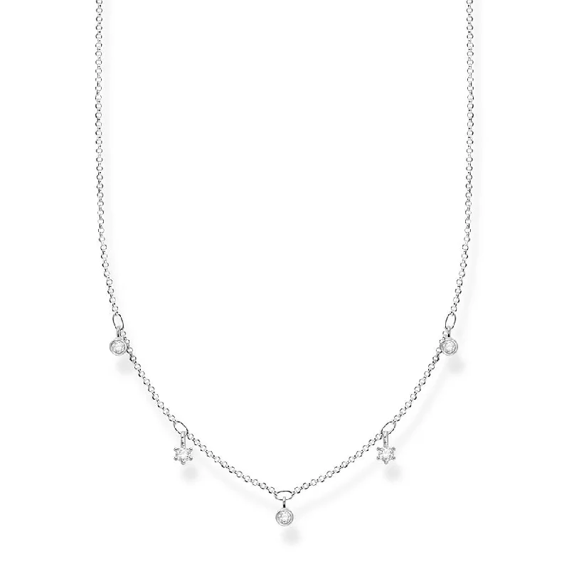 Classic Rope Chain Necklaces For Every Day-Sterling Silver Thomas Sabo Charm Club Zirconia Necklace 40-45cm