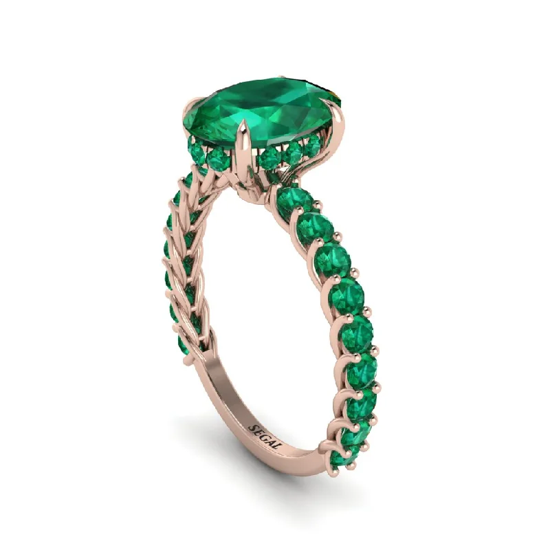 Vintage Inspired Engagement Rings For Brides-Oval-Cut Halo Emerald Timeless Elegance Engagement Ring - Kelsey No. 20