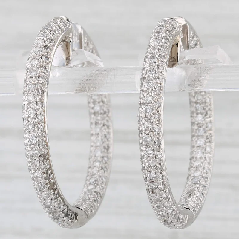 Classic Silver Earrings For Simple Style-Sonia B 1.33ctw Diamond Inside Out Hoop Earrings 18k White Gold Round Hoops