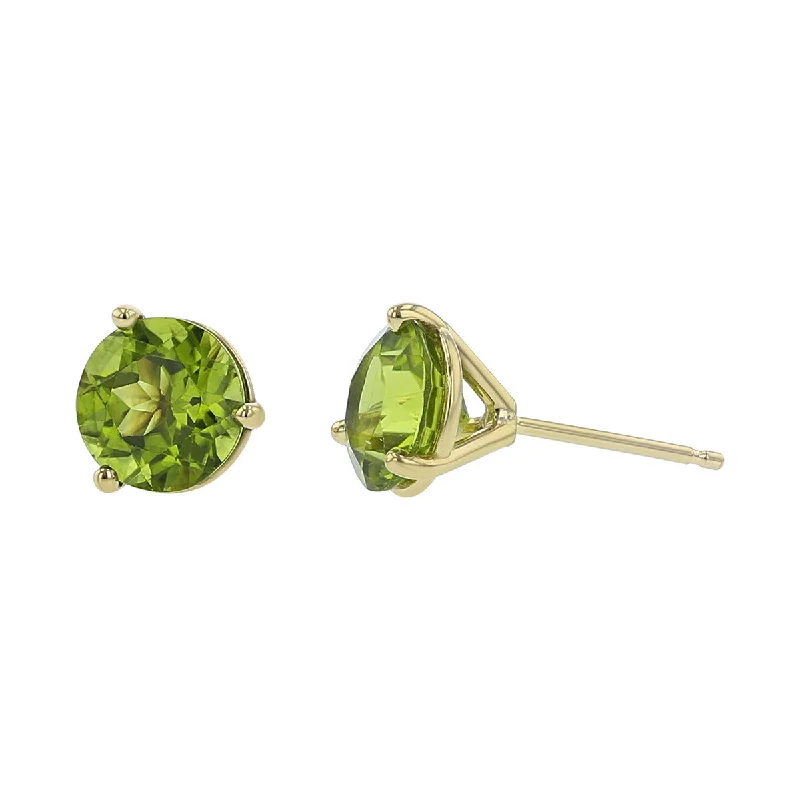 Personalized Earrings For Special Moments-14K Yellow Gold Peridot Stud Earrings